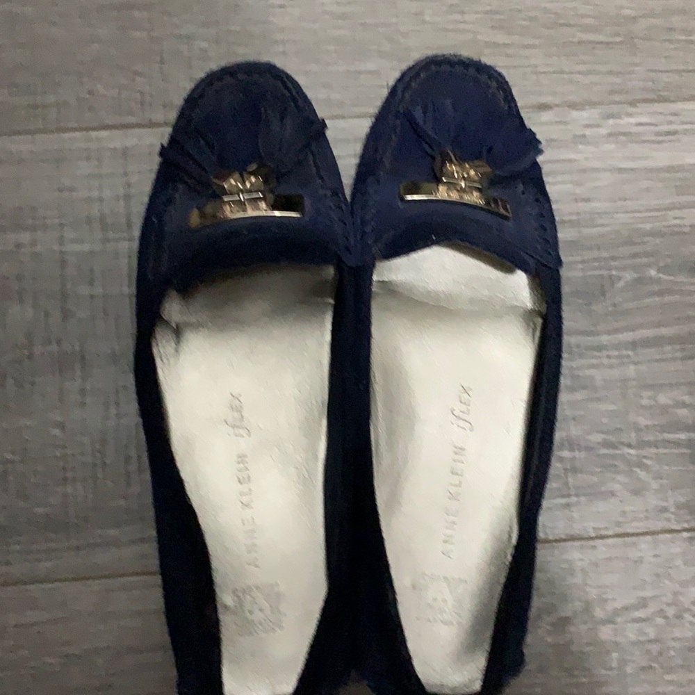 Anne Klein blue suede leather slip on, 7.5